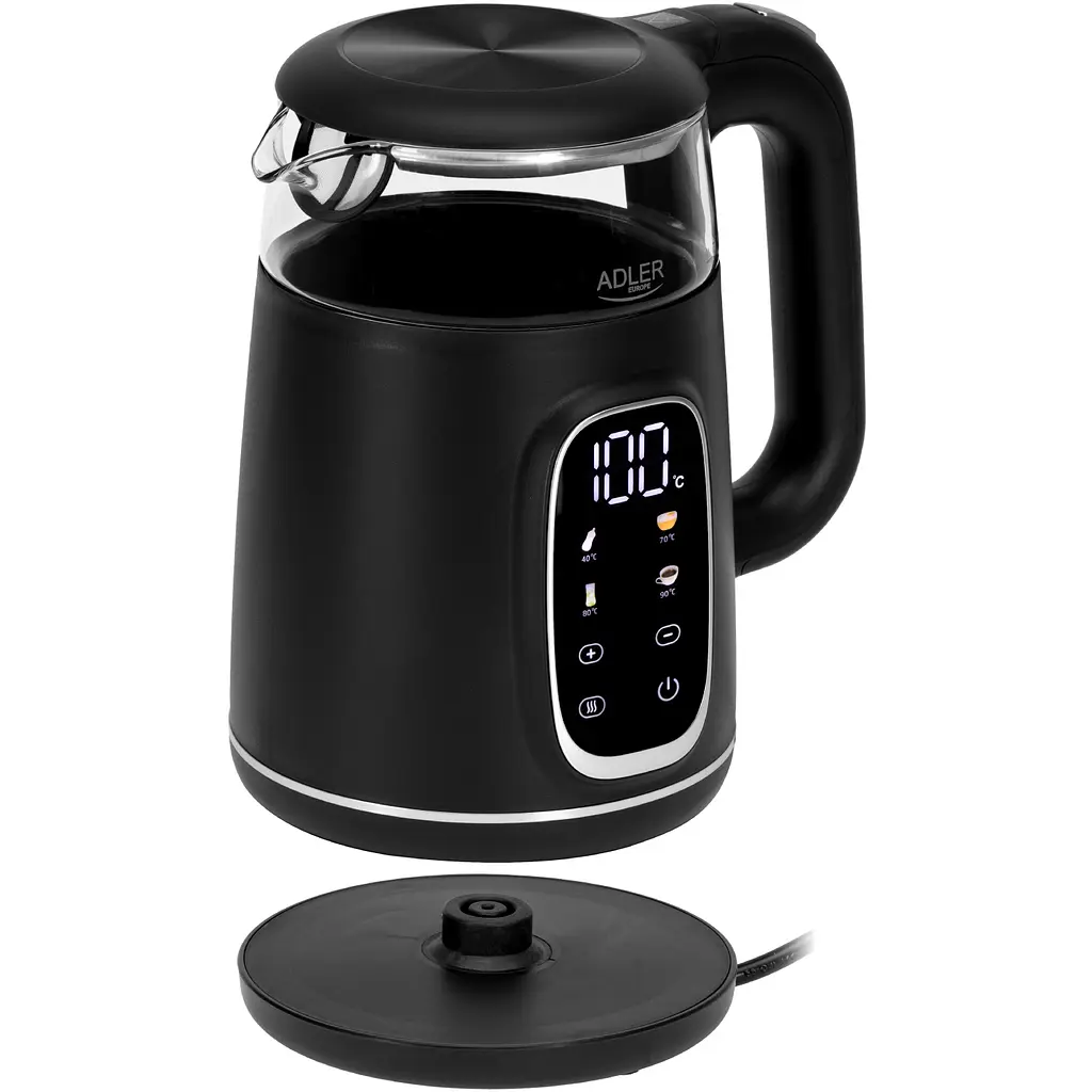 Електрочайник Adler AD 1305 black silver 1850-2200 Вт 1.7 л скло встановлення температури - фото 5