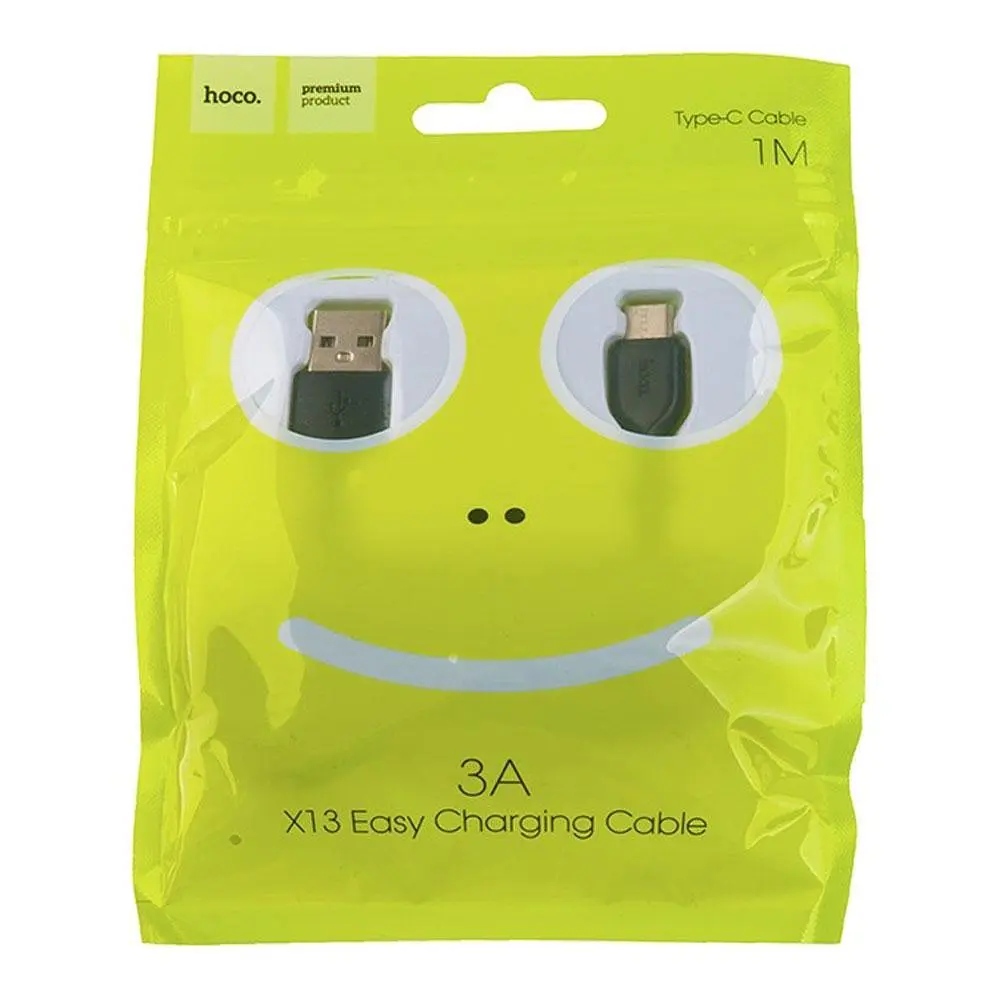 Кабель HOCO X13 USB to Type-C 3A, 1m, PVC, PVC connectors, чорний - фото 3