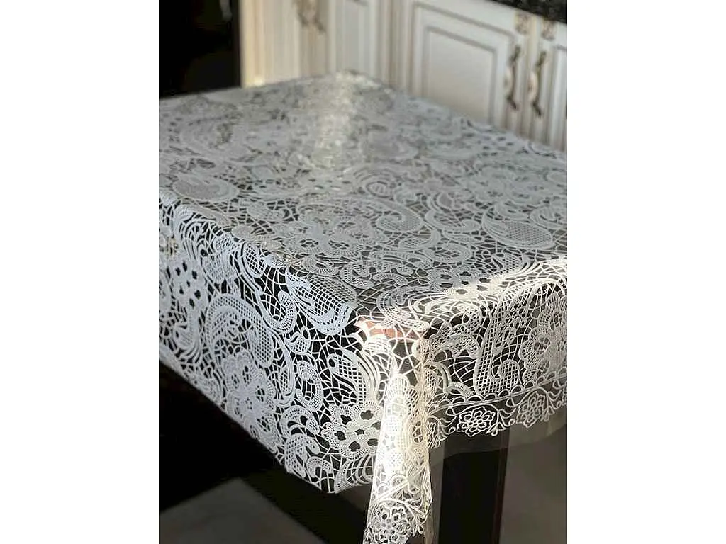 Клейонка SELENA LACE 1,35м х 22м ПВХ, ажурна "Візерунок біла"
