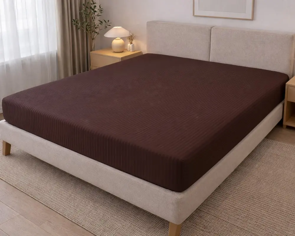 Простирадло на резинці LARA сатин-страйп LUX chocolate d13232 160х200х25 - фото 7