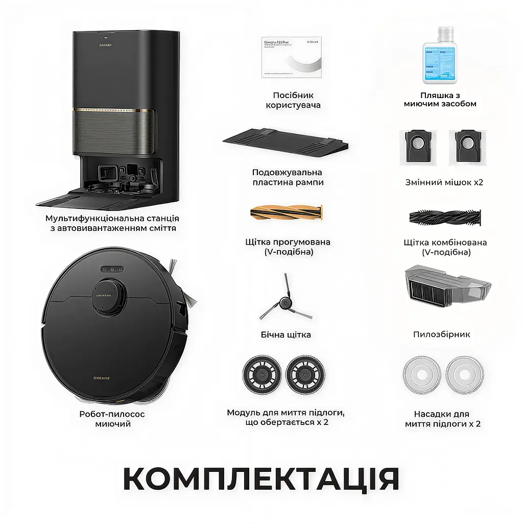 Робот-пилосос миючий Dreame L50s Pro Ultra Black - фото 16
