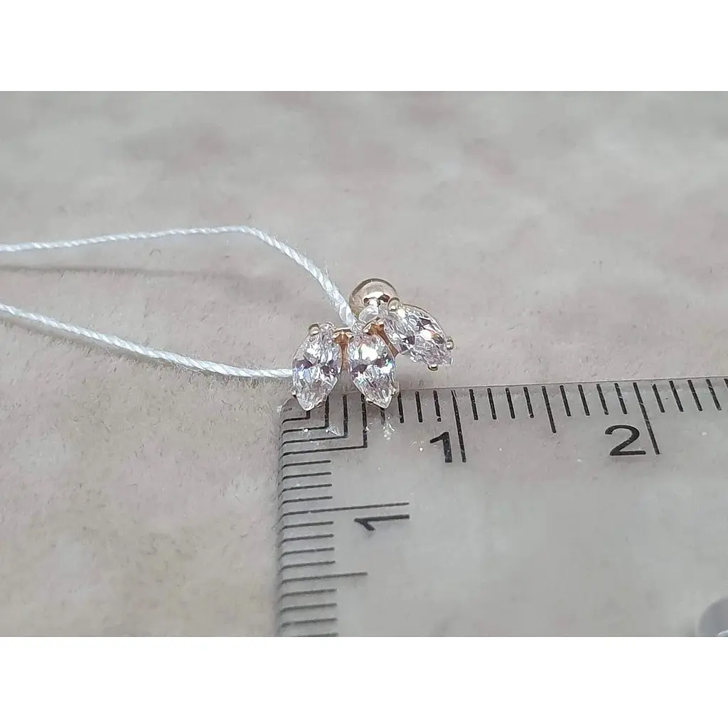 Золотая серьга для пирсинга хеликса Ирий с фианитами. З40034ШТ - фото 5