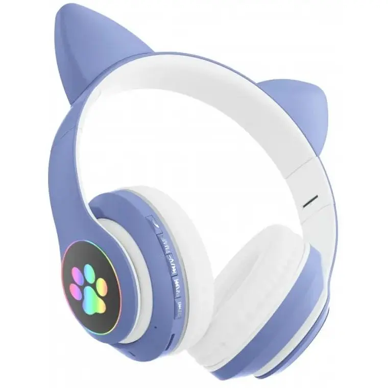 Бездротові навушники Cat ear VZV-23M/7805 Bluetooth з вушками LED Сині - фото 2