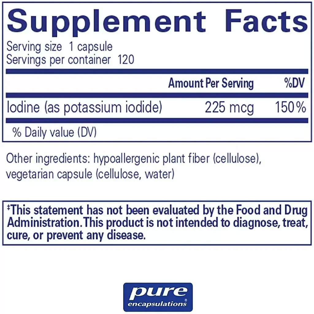 Йод Pure Encapsulations Iodine 120 капсул - фото 2
