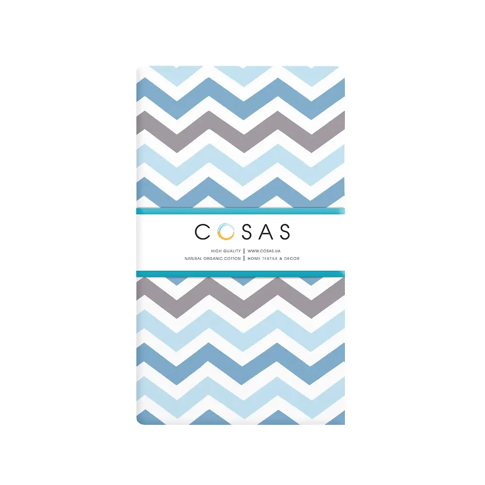 Простирадло Cosas на резинці 80х190х25 grey zigzag cs2, синій (ZigGreyBlue_80х190х25) - фото 4