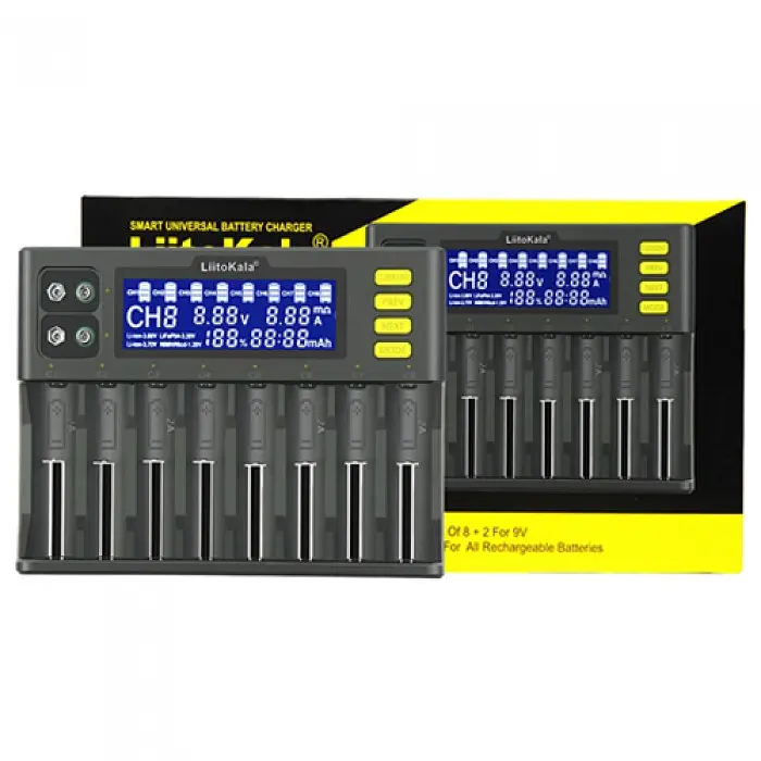 Зарядний пристрій для Liitokala Lii-S8, 8 каналів, Ni-Mh/Li-ion/LiFePo4, 220V/12V, LED+LCD - фото 4