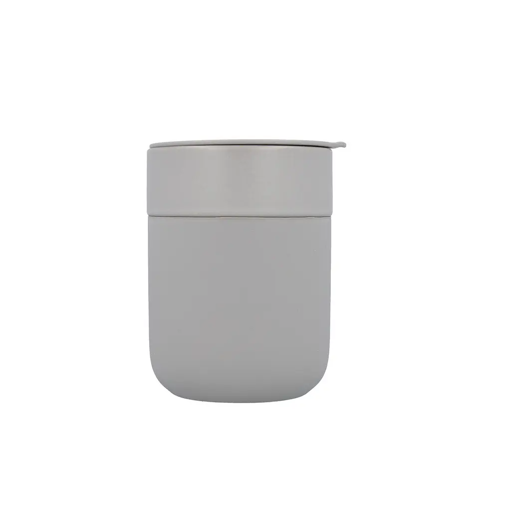 Кофейные чашки 295 мл с крышками OldBro Cute Travel Mugs с защитным силиконовым чехлом Grey - фото 2