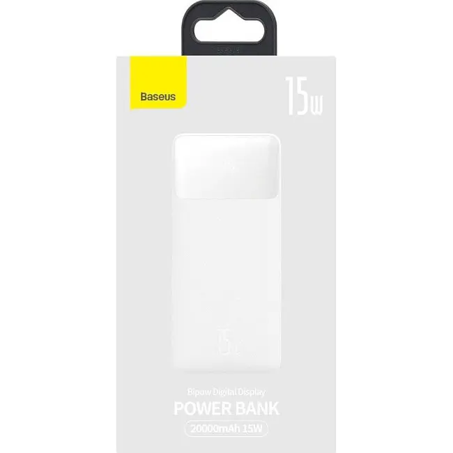 Повербанк Baseus Bipow Digital Display 2 USB + Type-C 15W 20000 mAh White - фото 7