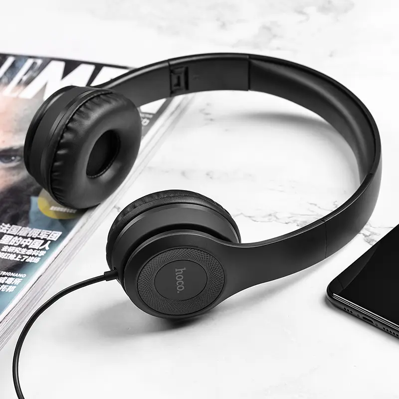 Навушники Hoco W21 Graceful charm wire control headphones Black - фото 2