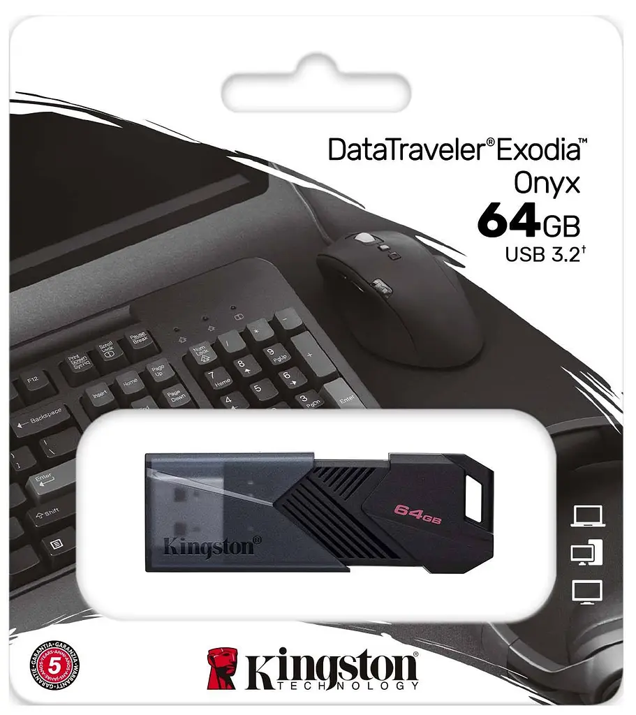 Флеш-пам'ять USB Kingston DataTraveler Exodia Onyx 64GB USB 3.2 Gen 1 Black (718902092720) - фото 6