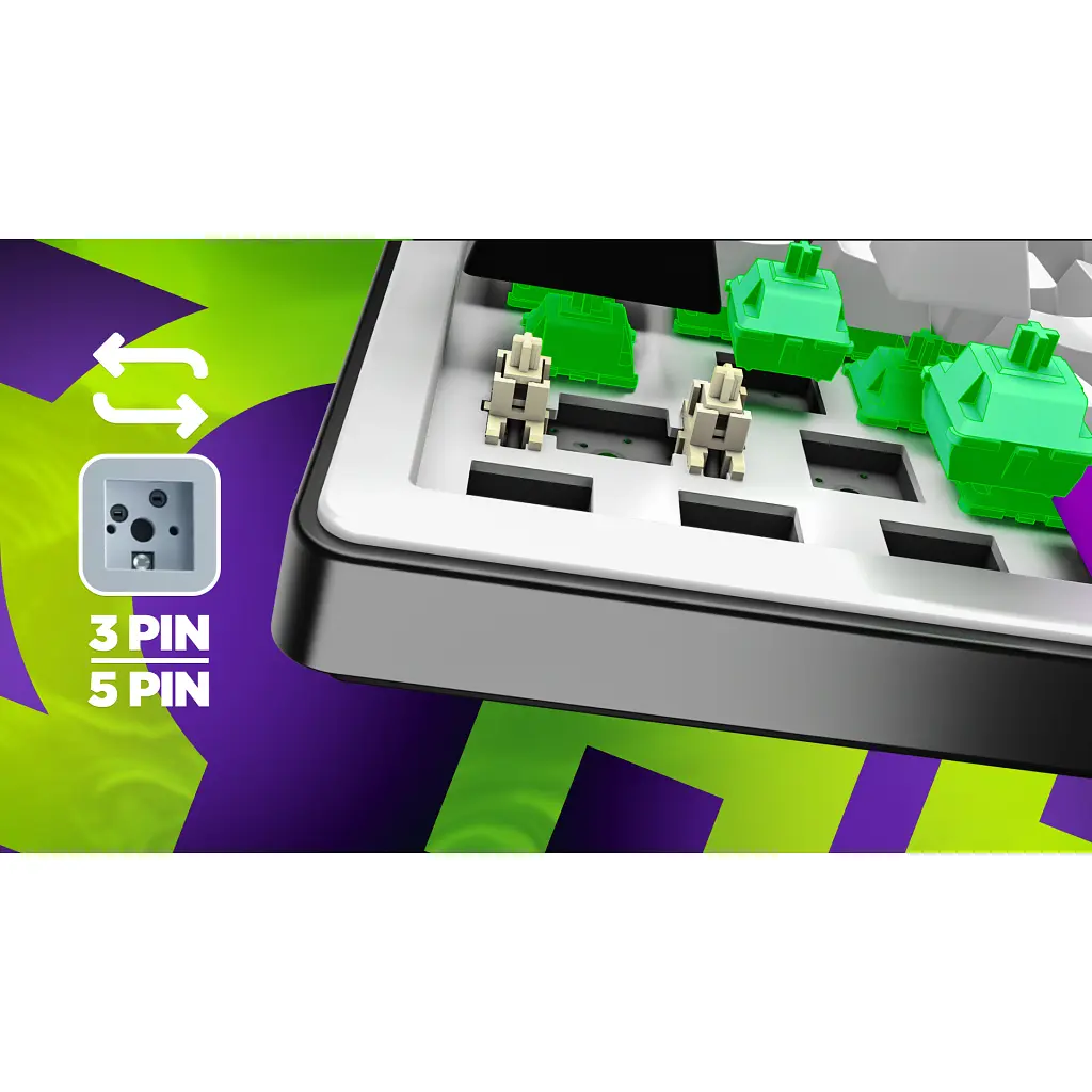 Клавіатура Hator Hellyberry HK60 Mechanical Linear RGB Wireless/Bluetooth/USB UA White/Violet (HK60_wireless) - фото 10