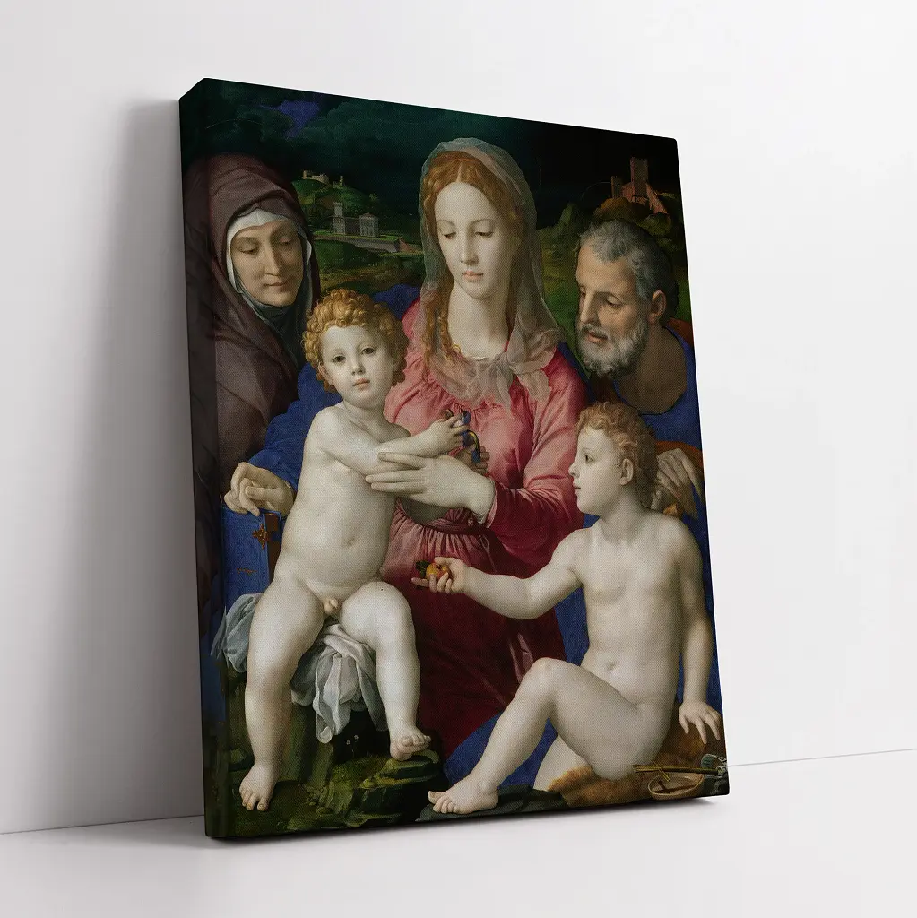 Інтер'єрна картина Свята Родина зі святою Анною, Бронзіно, Bronzino, Holy Family with St.Anne, релігійний декор, 60×48 см (id6965) - фото 2