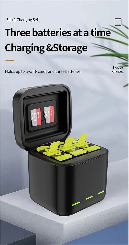 Зарядний пристрій Telesin 3 Slots Battery Charger + 2 акумулятори для Hero 9/10/11 GP-BNC-901 [76675] - фото 8