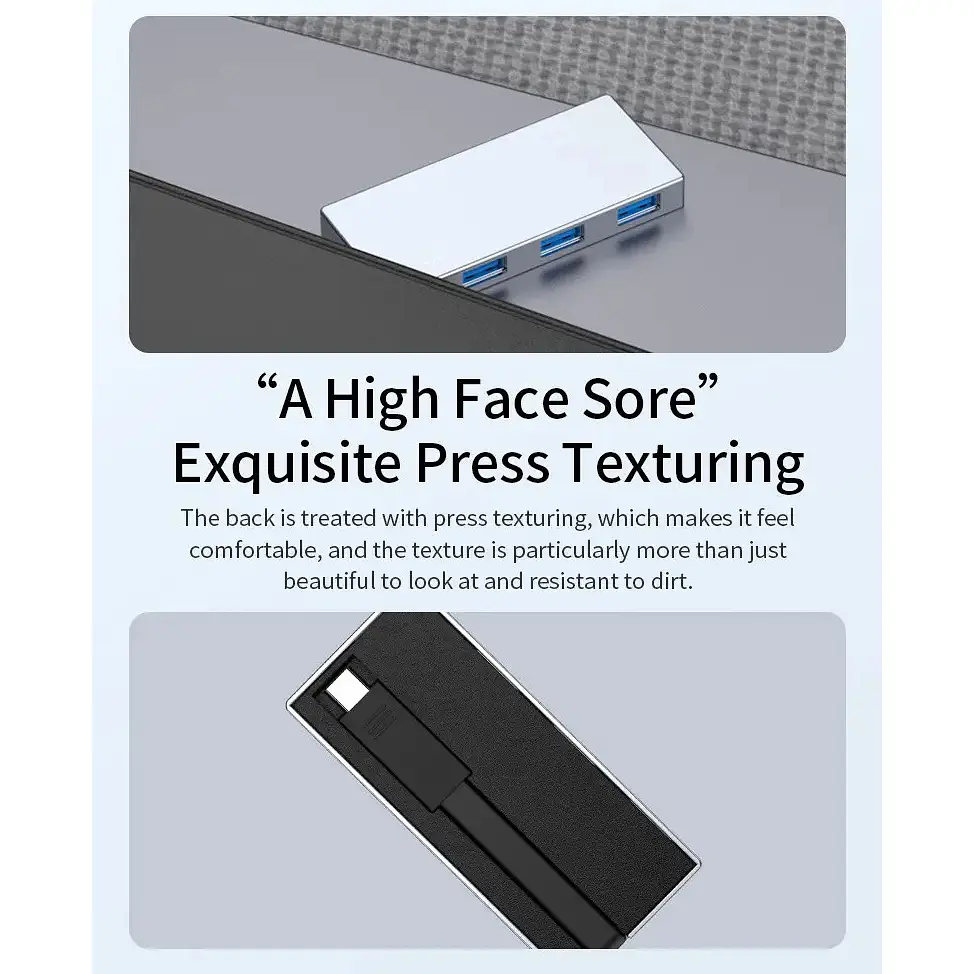 USB-адаптер Vokamo HT3, 4 в 1 HUB з вбудованим шнуром Type-C - фото 9