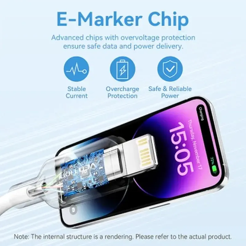 Дата кабель USB 2.0 AM to Lightning 1.0m 2.4A black Vention (LAMBF) - фото 6