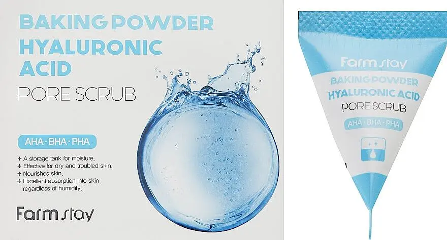Скраб для обличчя з гіалуроновою кислотою FarmStay Hyaluronic Acid Baking Powder Pore Scrub 7 г - фото 2