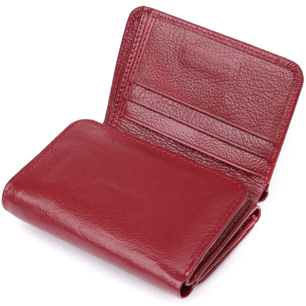 Компактний гаманець зручного формату із натуральної шкіри ST Leather 23077 бордовий - фото 5
