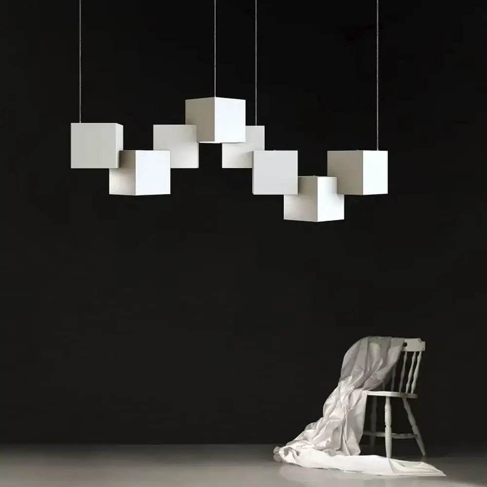 Современная геометрическая люстра CUBE в белом корпусе Ст. 988/8 WT | Line F - фото 1