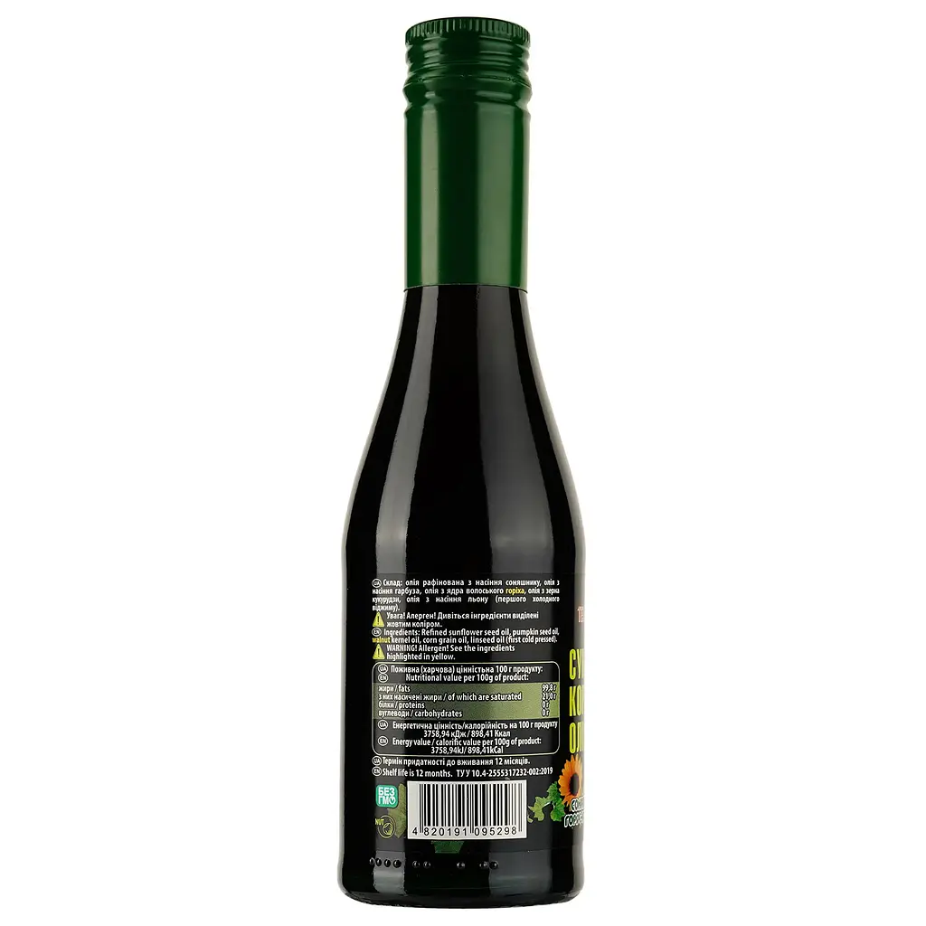 Смесь растительных масел Terra Ricca подсолнечник-тыква-орех-кукуруза-лен 200 мл (923809) - фото 2