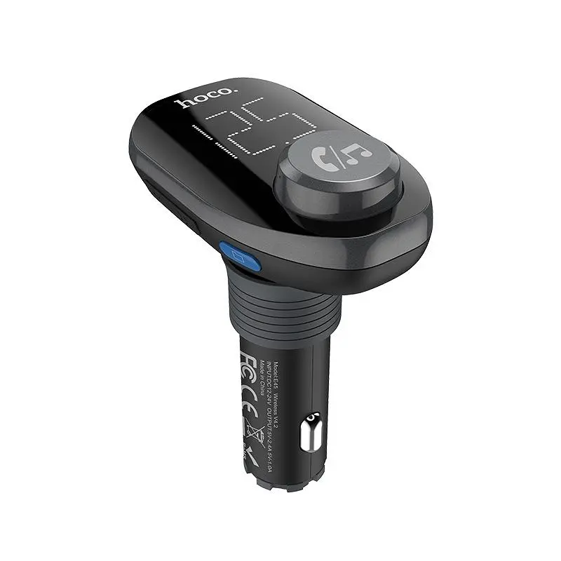 Автомобільний FM модулятор (трансмітер) Модулятор Bluetooth HOCO E45 2 USB Чорний (Оригінал) - фото 4