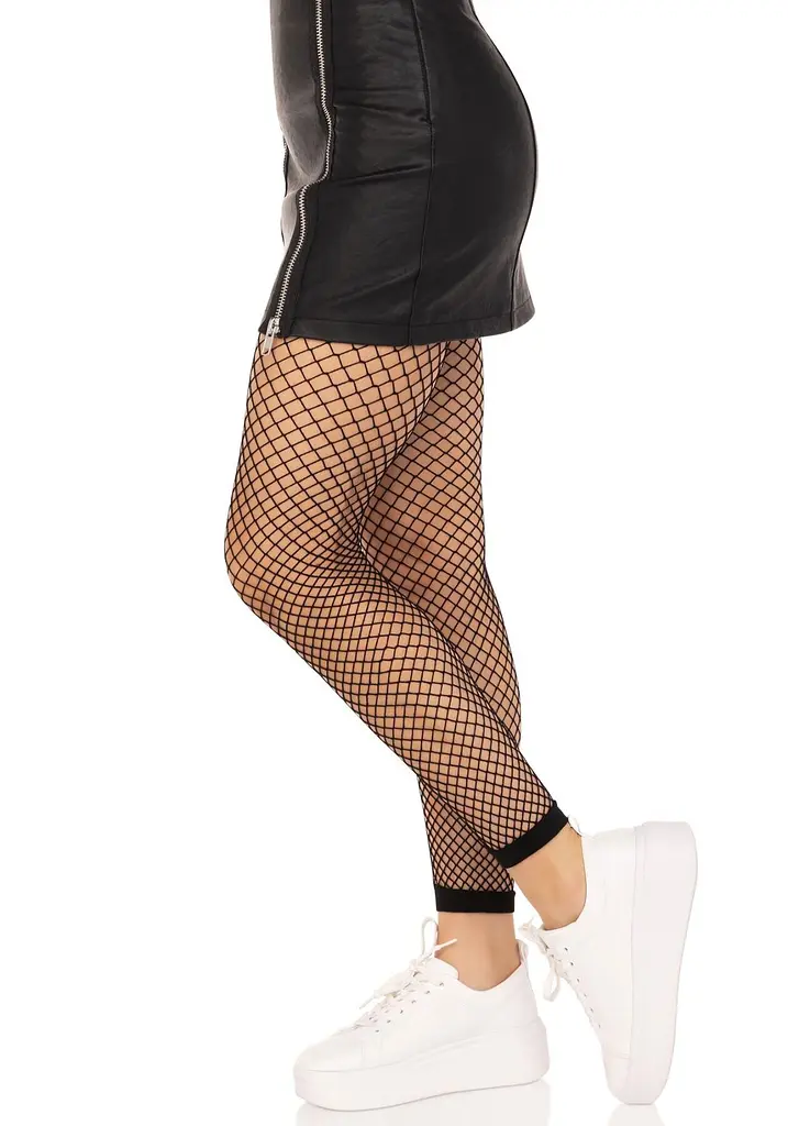 Колготки без стопи Leg Avenue Industrial Net footless tights, One Size, чорні, в сітку - фото 4