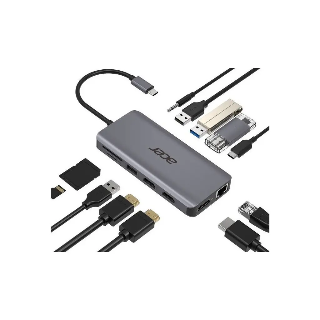 Порт-реплікатор Acer 12in1 Type C dongle USB3.2, USB2.0, SD/TF, HDMI, PD, DP ... (HP.DSCAB.009) - фото 2