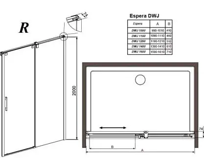 Душові двері Radaway Espera Mirror DWJ 100x200, праві, прозр. скло + дзеркальна стінка (380110-71R) - фото 2