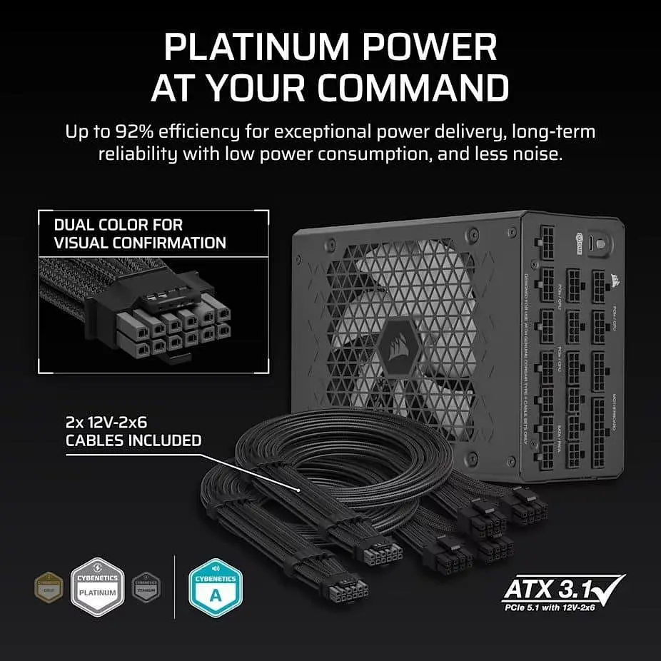 Блок живлення Corsair HX1200i PCIE5 1200W ATX 3.1 80+ Platinum (CP-9020307-EU) - фото 7