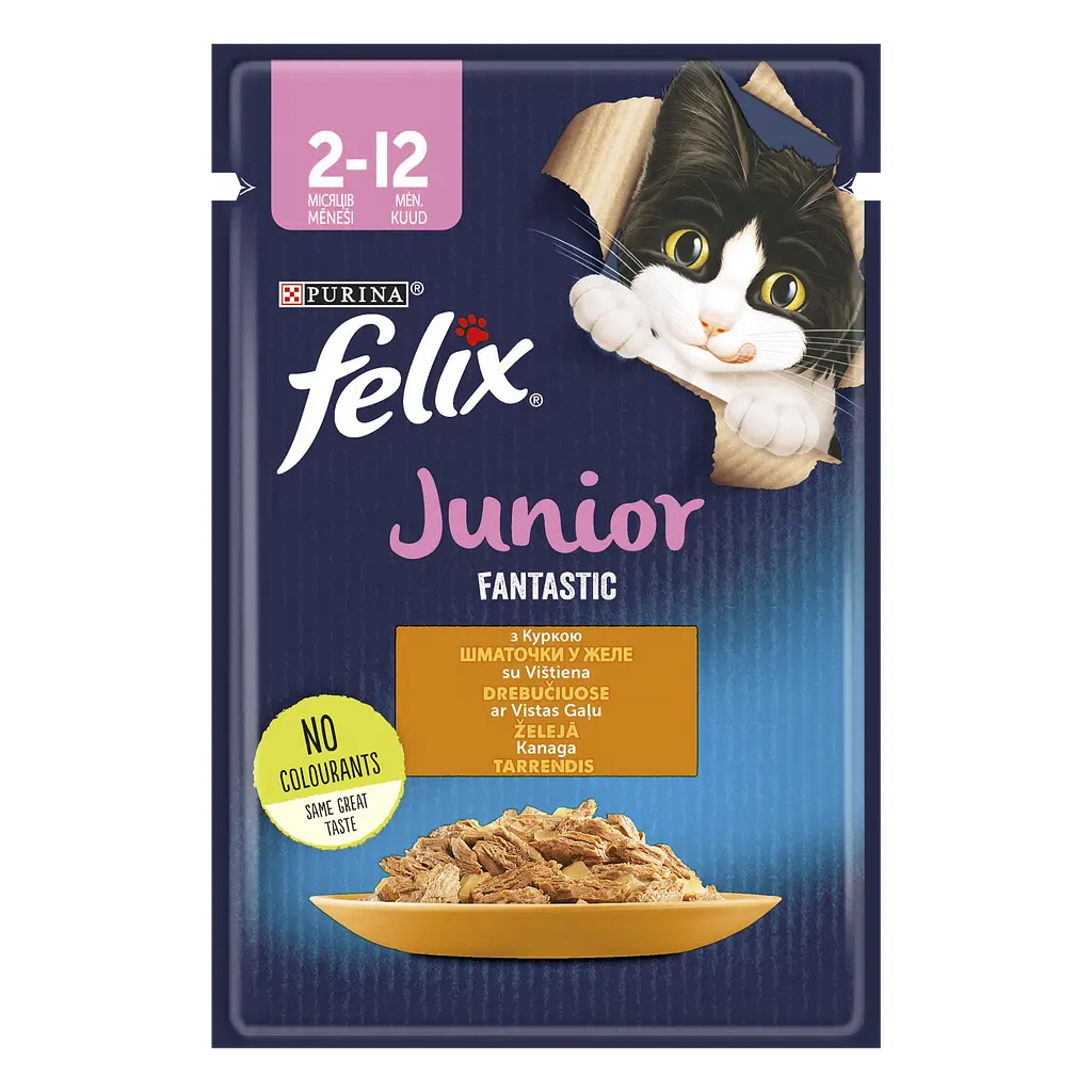 Вологий корм для кошенят Felix Fantastic Junior з куркою 2.21 кг (26 шт. х 85 г) - фото 2
