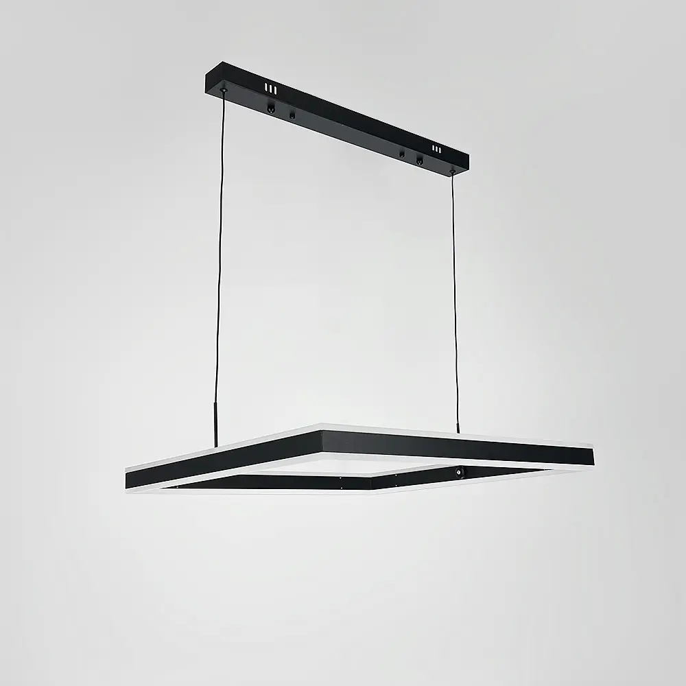 Люстра с подвесным квадратом в черном корпусе 60 см Ст. 303S-600 BK | Line F - фото 8