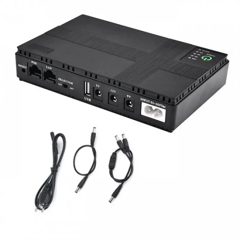 ИБП UPS для роутера 36W DC1036P, 10400 mAh Black DC 5/9/12V, 5.5x2.5mm, USB, POE для конвертера, ONU, камеры - фото 2