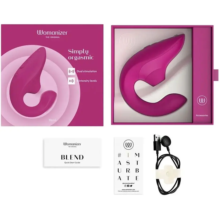 Вибратор-кролик с вакуумом Womanizer Blend (Vibrant Pink) - фото 3