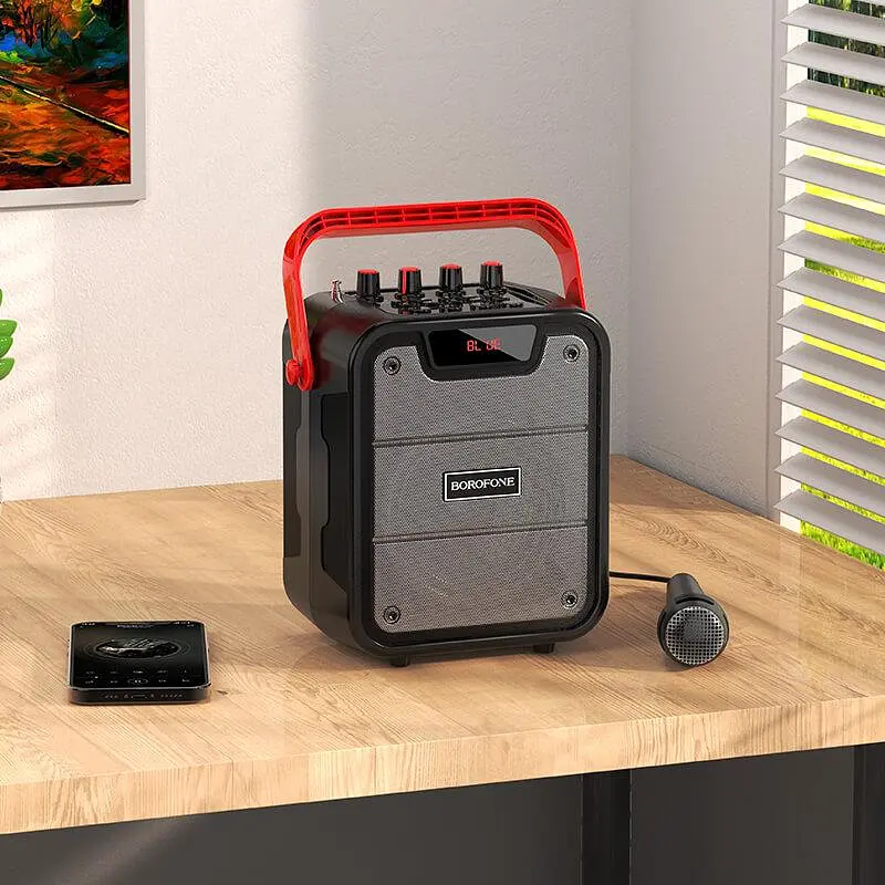 Портативна акустика Borofone BP7 Cool karaoke BT speaker 10W караоке з мікрофоном бездротова чорна - фото 6