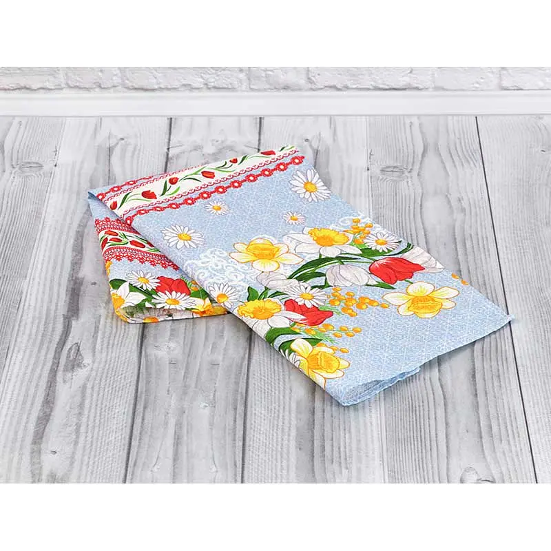 Набор кухонных полотенец Руно, 70х35 см, разноцветый, 3 шт. (707_Весняні квіти_2) - фото 2