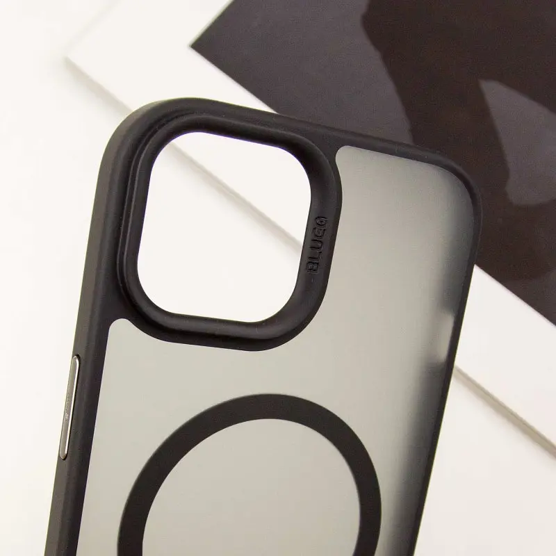 TPU+PC чохол Blueo Skin Friendly Frosted with MagSafe для Apple iPhone 15 (6.1) Чорний / Black - фото 5