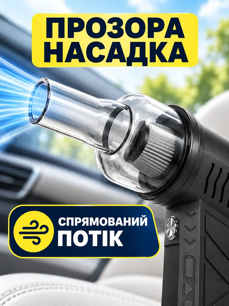 Акумуляторна повітродувка міні 3000 мА·год, 3 швидкості, потік 39,5 м/с, ручний турбовентилятор з насадками, чорна (49676396) - фото 4