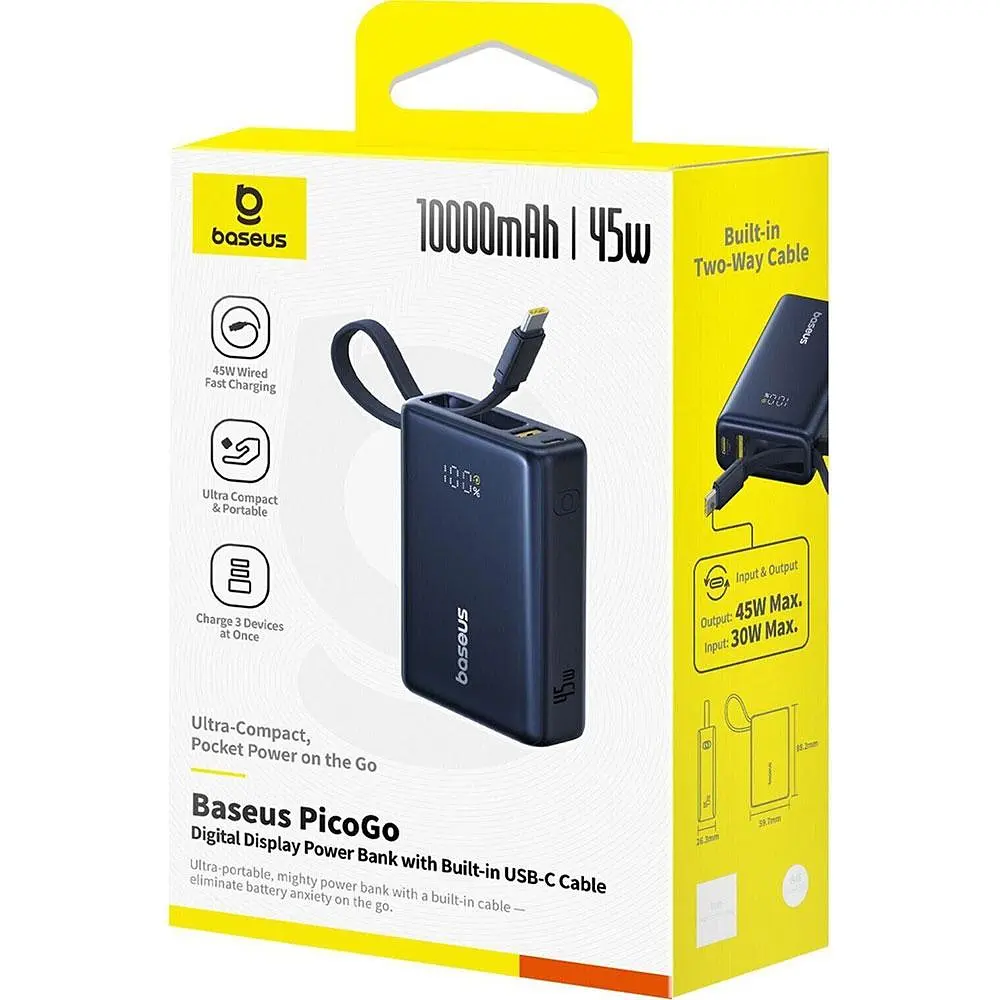 Зовнішній аккумулятор Baseus PicoGo Digital Display Power Bank 10000mAh 45W Cosmic чорний - фото 2