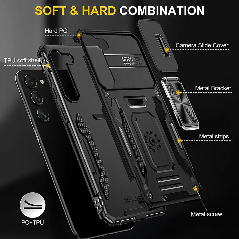 Ударостійкий чохол Camshield Army Ring для Samsung Galaxy S21 Чорний / Black - фото 4
