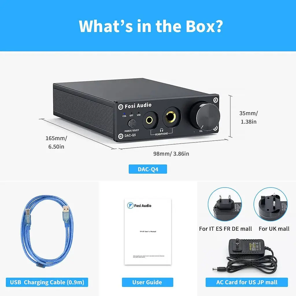 Конвертер звуку Fosi Audio DAC-Q5 - SPDIF/Coaxial на RCA / 3.5 mini-jack / 6.35 - фото 8