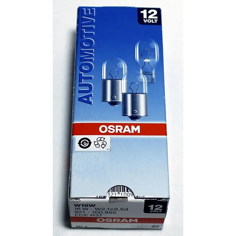 Галогенова лампа OSRAM 921 W16W 12V W2,1X9,5 5X10FS - фото 2