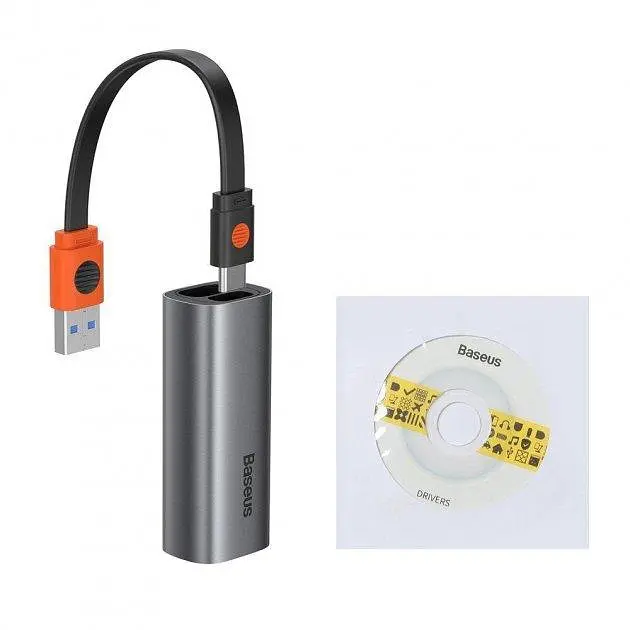 Сетевой адаптер USB Хаб Baseus Steel Cannon Series USB-A/Type-C Bidirectional Gigabit LAN Adapter CAHUB-AF0G Dark Grey - фото 2