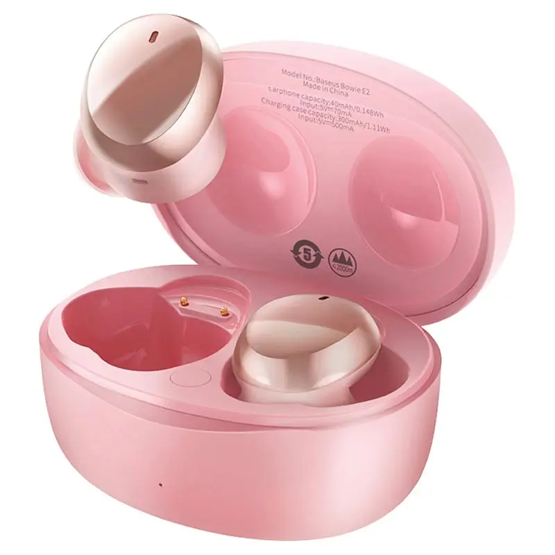 Наушники Baseus E2 True Wireless Earphones Bowie |BT5.2, 40/300mAh, 5H, Location, OTA| (NGTW090001) pink - фото 2