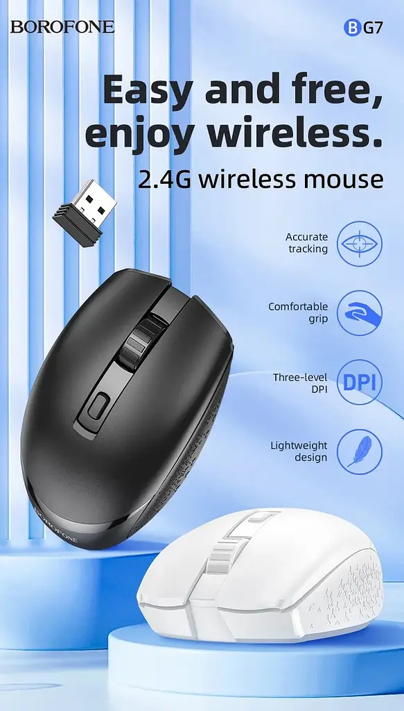 Мишка бездротова Borofone BG7 Platinum 2.4G business wireless чорний - фото 2