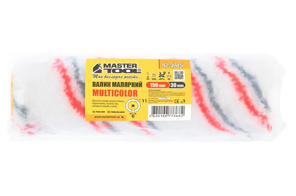 Валик малярський мультиколор Mastertool 6х30х150 мм (в упаковці 5 шт.) - фото 3