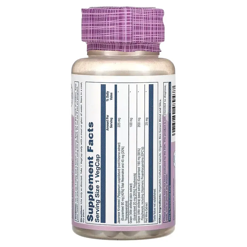 Ресвератрол Resveratrol Japanese Knotweed 225 mg 60 капсул Solaray vit0005013 - фото 2