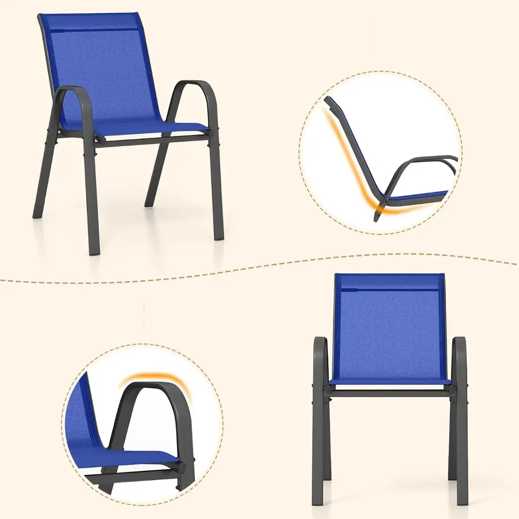 Комплект садових стільців Costway Patio з підлокітниками синій - фото 9