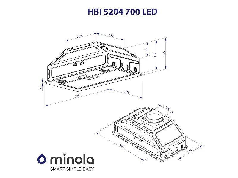 Витяжка Minola HBI 5204 WH 700 LED - фото 7