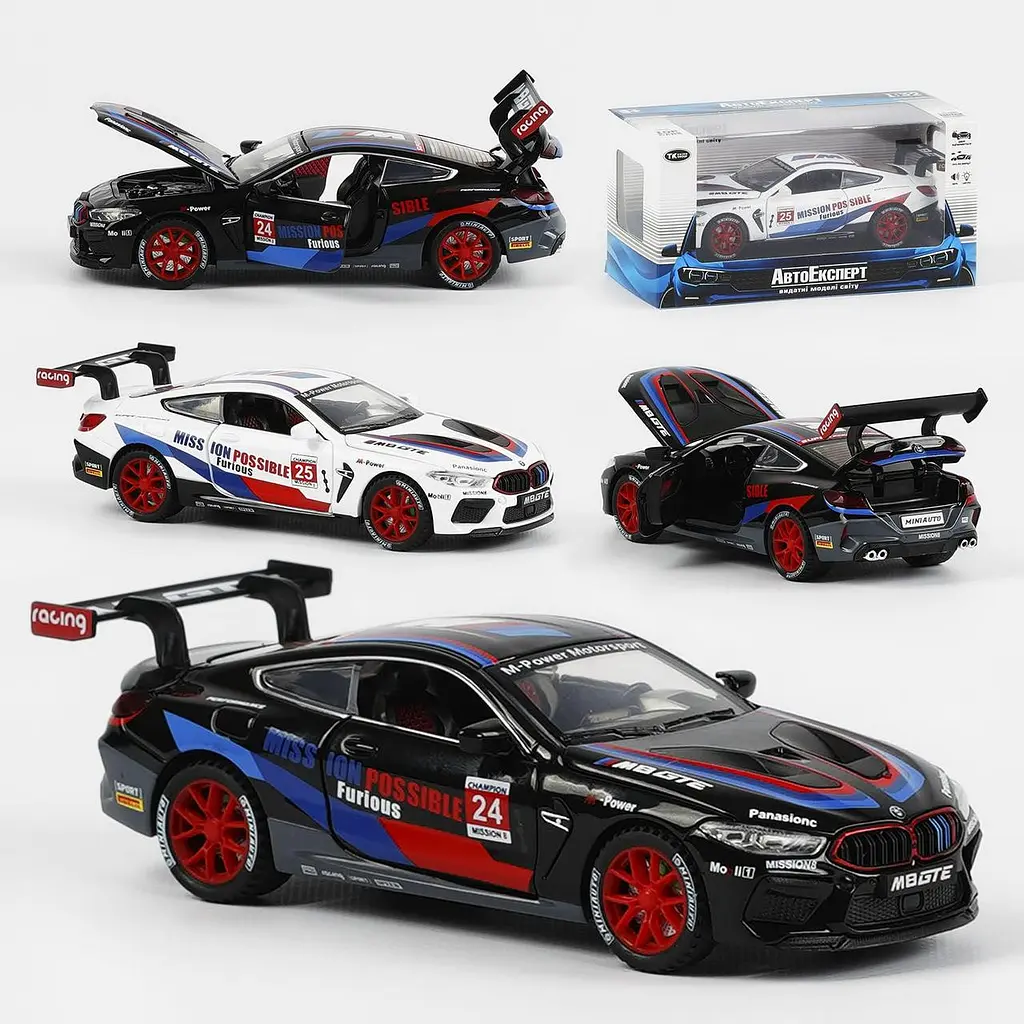 Колекційна металева модель гоночного автомобіля АвтоЕксперт BMW M8 GTE з інерцією, світлом та звуком 1:32 - фото 9