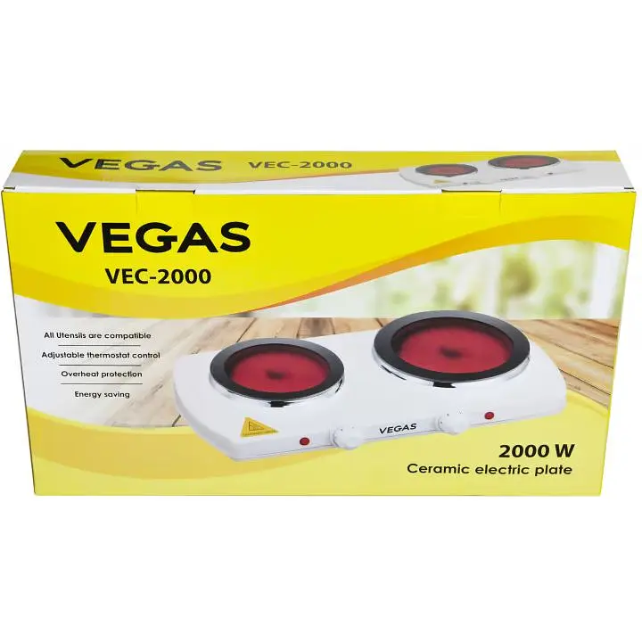 Електроплита Vegas VEC-2000W керамічна двоконфорочна (VEC-2000W) - фото 4