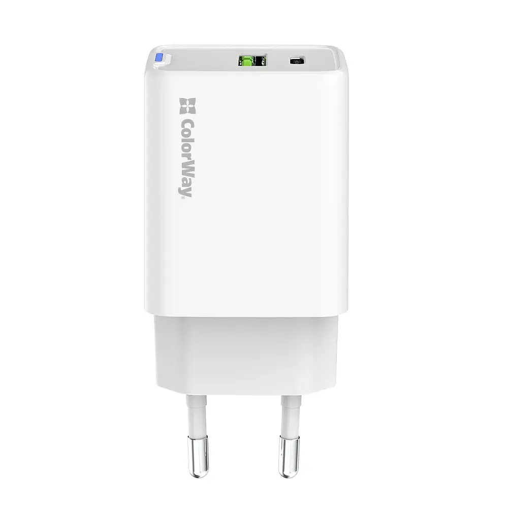 Зарядний пристрій ColorWay C101E GaN Mini 45W PD PPS USB-C + USB-A QC4.0 white (CW-CHS060PD-WT) - фото 3